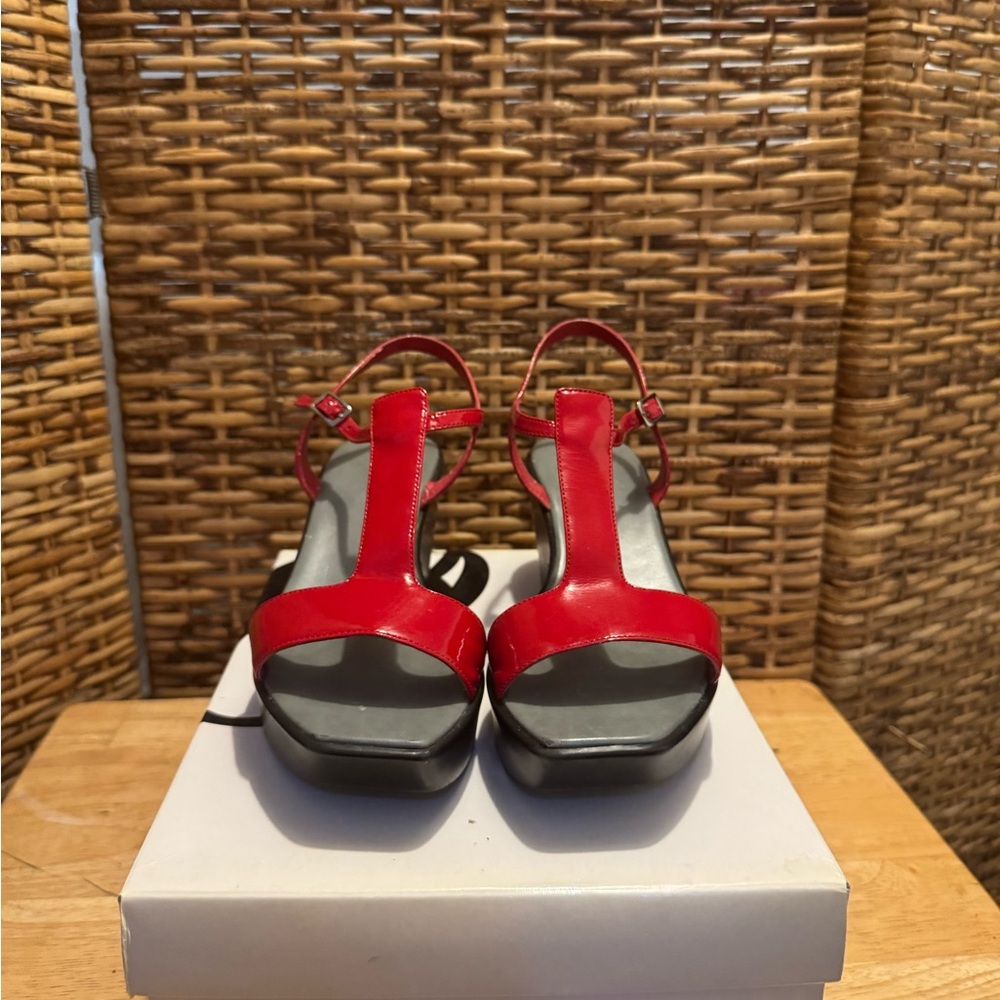 Nine West Red Sandals with Silver Hardware